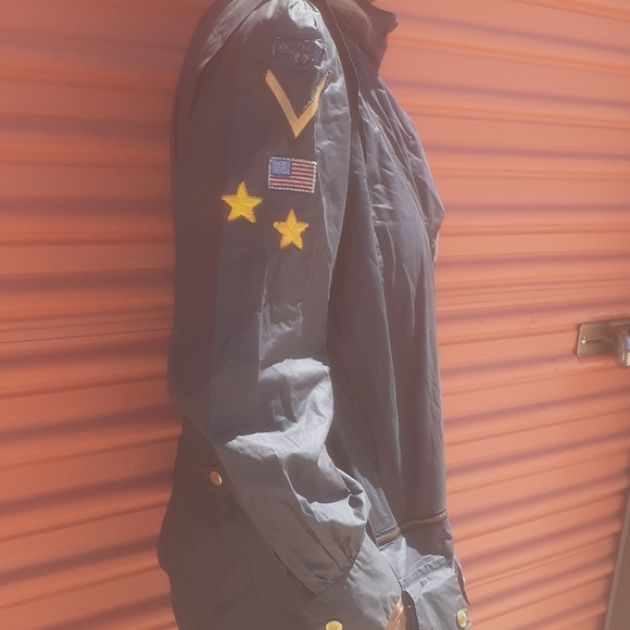 Vintage Gray Military Romper Flight Jumpsuit S 6 UTILTY Overall USA FLAG Patch - Picture 2 of 12